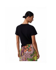 LIU-JO T SHIRT DONNA CON STAMPA E APPLICAZIONI BLACK WA6237 126