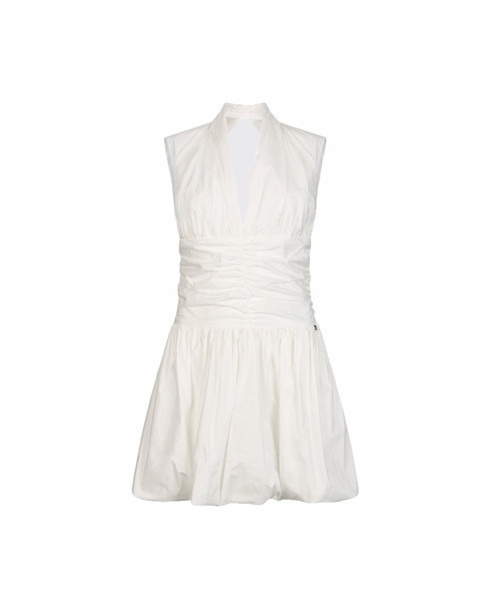 LIU-JO ABITO DONNA DRESS CORTO CON CUT OUT WHITE WOOL WA6241 126