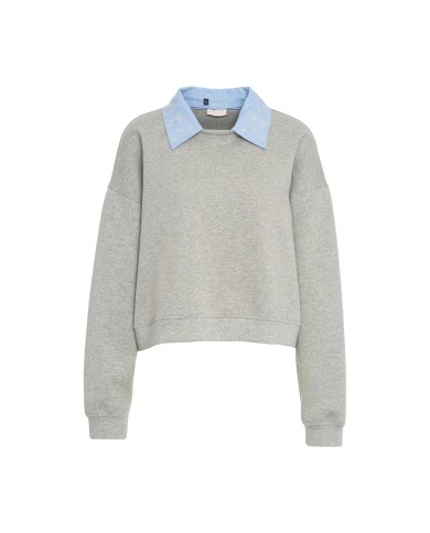 LIU-JO FELPA DONNA SWEATER CON RICAMI GIOIELLO GRIGIO WA6243 126