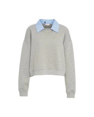 LIU-JO FELPA DONNA SWEATER CON RICAMI GIOIELLO GRIGIO WA6243 126