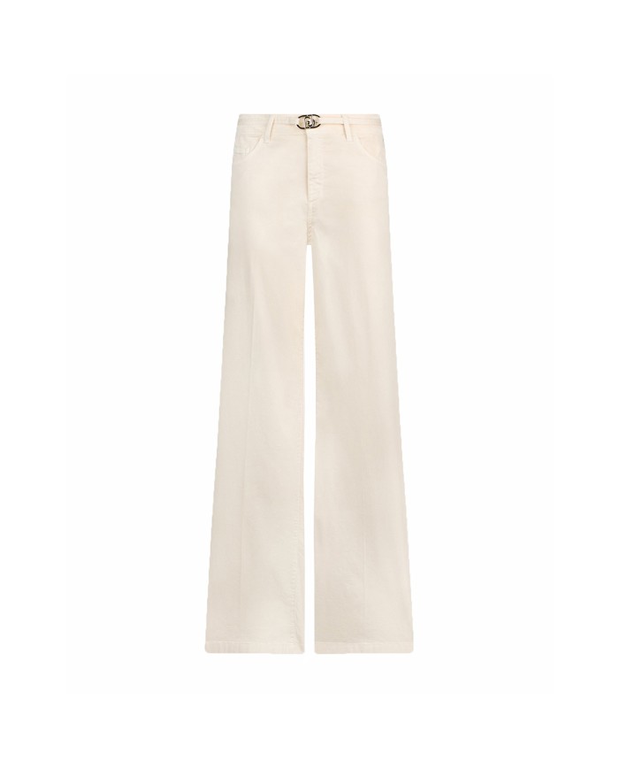 LIU-JO PANTALONI DONNA PANTS FLARE CON CINTURA WHITE WOOL WA6274 126