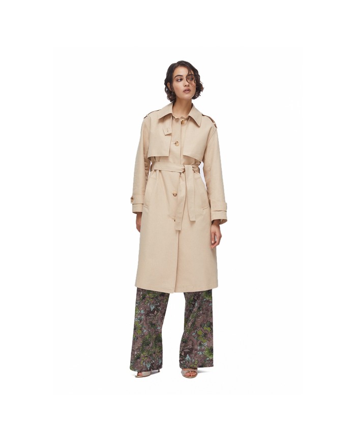 LIU-JO TRENCH DONNA COAT LUNGO CON FOULARD CREAM BEIGE WA6317 126