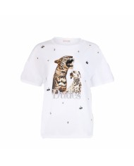 LIU-JO T SHIRT DONNA CON SATMPA E RICAMI GIOIELLO WHITE WA6331 126