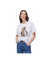 LIU-JO T SHIRT DONNA CON SATMPA E RICAMI GIOIELLO WHITE WA6331 126