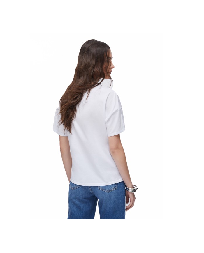 LIU-JO T SHIRT DONNA CON SATMPA E RICAMI GIOIELLO WHITE WA6331 126
