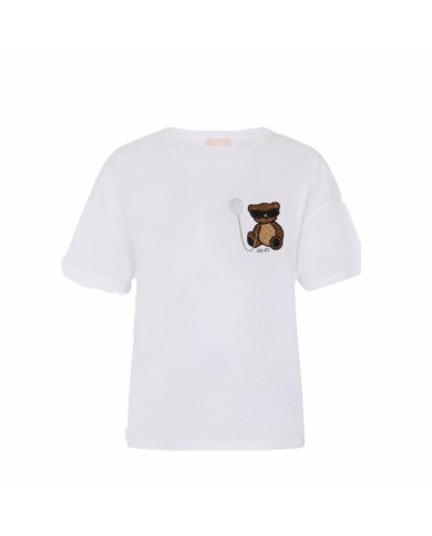 LIU-JO T SHIRT DONNA CON PATCH WHITE WA6414 126