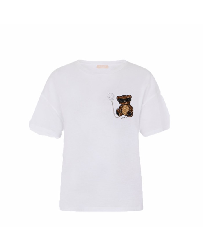 LIU-JO T SHIRT DONNA CON PATCH WHITE WA6414 126