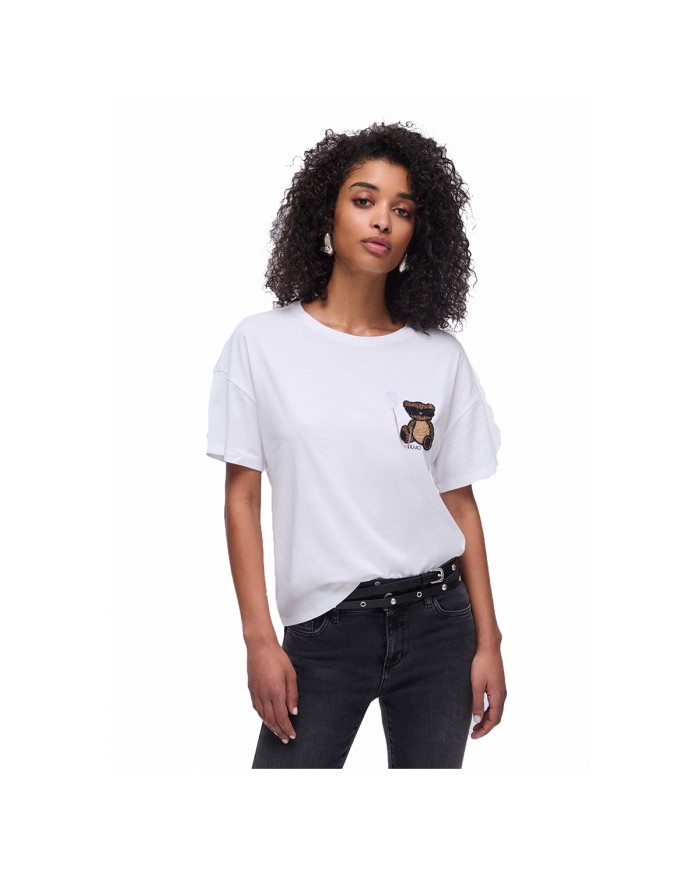 LIU-JO T SHIRT DONNA CON PATCH WHITE WA6414 126