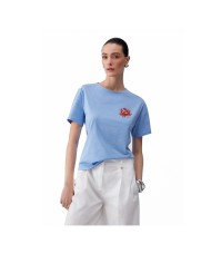 LIU-JO T SHIRT DONNA CON PATCH BLUE WAVE WA6414 126