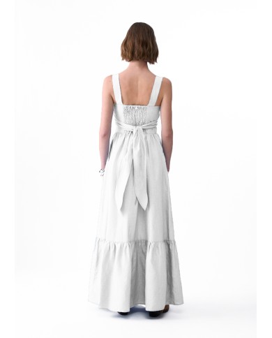 LIU-JO ABITO DONNA DRESS LUNGO IN MISTO LINO WHITE WOOL WA6428 126