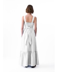 LIU-JO ABITO DONNA DRESS LUNGO IN MISTO LINO WHITE WOOL WA6428 126