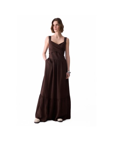LIU-JO ABITO DONNA DRESS LUNGO IN MISTO LINO SACHER WA6428 126