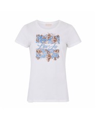 LIU-JO T SHIRT DONNA CON STAMPA E STRASS WHITE WA6493 126