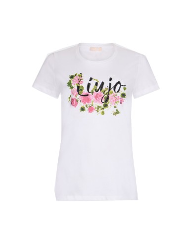 LIU-JO T SHIRT DONNA CON STAMPA E STRASS WHITE WA6493 126