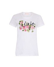 LIU-JO T SHIRT DONNA CON STAMPA E STRASS WHITE WA6493 126
