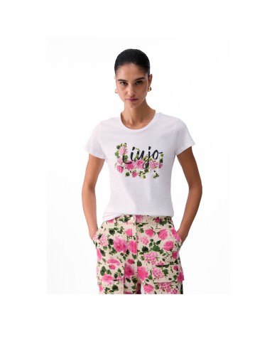 LIU-JO T SHIRT DONNA CON STAMPA E STRASS WHITE WA6493 126