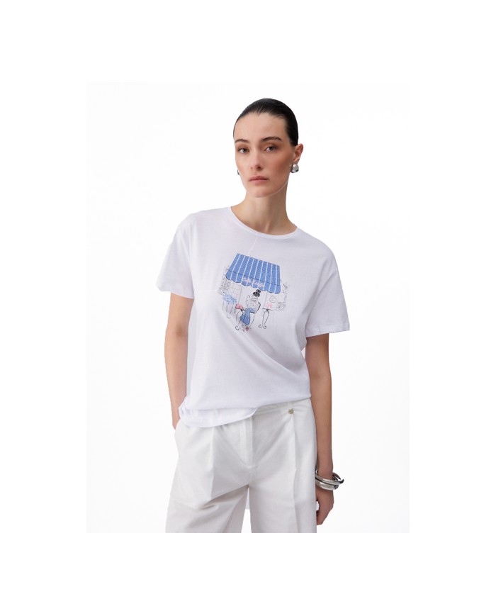 LIU-JO T SHIRT DONNA IN COTONE CON STAMPA WHITE WA6502 126