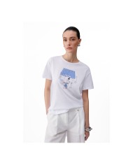 LIU-JO T SHIRT DONNA IN COTONE CON STAMPA WHITE WA6502 126