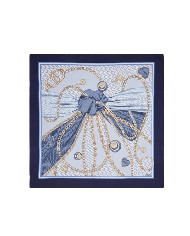 LIU-JO FOULARD DONNA GRANDE CON FIOCCO DRESS BLUE 2A6048 126
