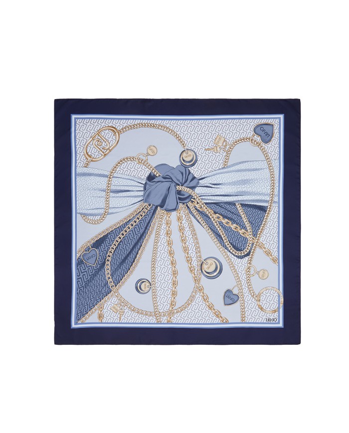 LIU-JO FOULARD DONNA GRANDE CON FIOCCO DRESS BLUE 2A6048 126