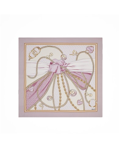 LIU-JO FOULARD DONNA GRANDE CON FIOCCO SOFT PEONY ROSA 2A6048 126
