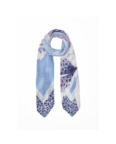 LIU-JO FOULARD DONNA GRANDE CON ORCHIDEA BLUE WAVE 2A6050 126