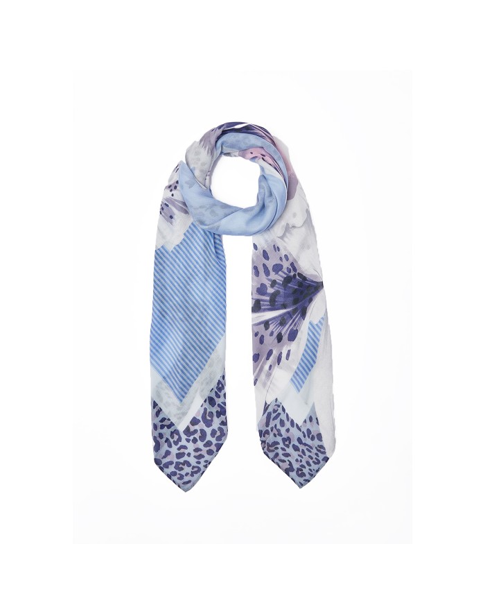 LIU-JO FOULARD DONNA GRANDE CON ORCHIDEA BLUE WAVE 2A6050 126