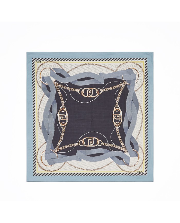 LIU-JO FOULARD DONNA A NASTRI DUSTY BLUE 2A6055 126