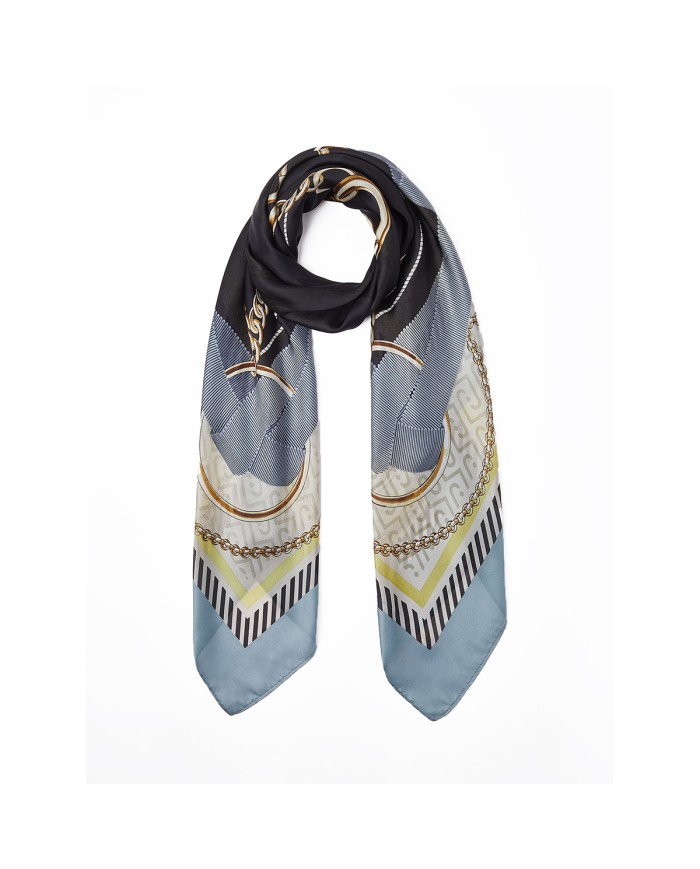 LIU-JO FOULARD DONNA A NASTRI DUSTY BLUE 2A6055 126