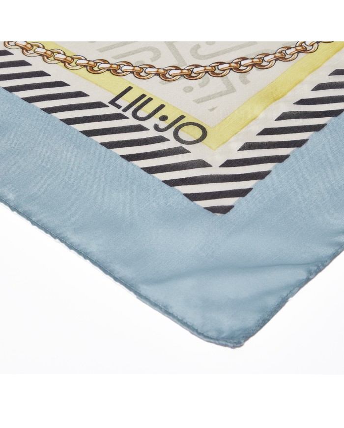 LIU-JO FOULARD DONNA A NASTRI DUSTY BLUE 2A6055 126