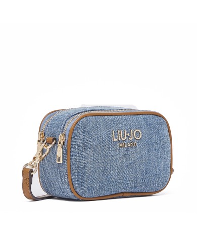 LIU-JO BORSA DONNA CROSSBODY BAG SMALL IN LIGHT DENIM BLACK AA6100 126