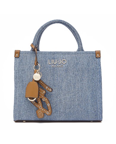 LIU-JO BORSA DONNA HAND BAG PICCOLA CON CHARM IN DENIM AA6192 126