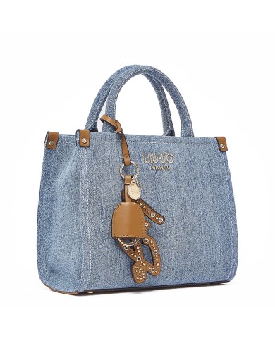LIU-JO BORSA DONNA HAND BAG PICCOLA CON CHARM IN DENIM AA6192 126