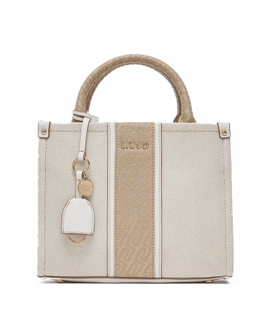 LIU-JO BORSA DONNA HAND BAG PICCOLA CON CHARM NEUTRO CREAM AA6192 126