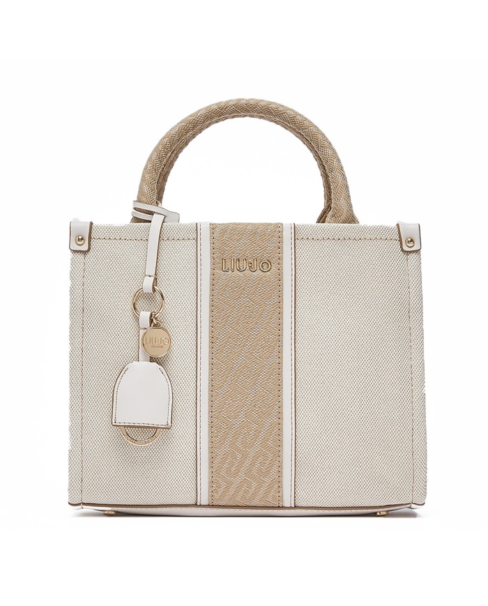 LIU-JO BORSA DONNA HAND BAG PICCOLA CON CHARM NEUTRO CREAM AA6192 126