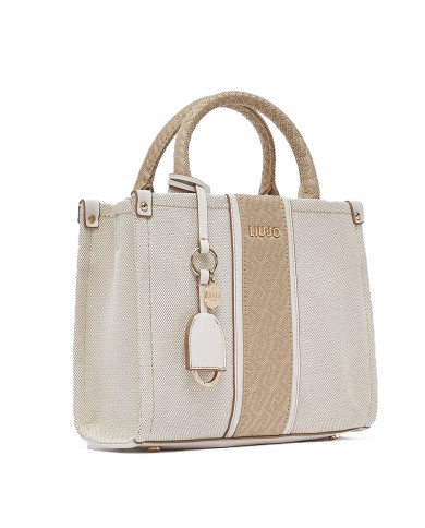 LIU-JO BORSA DONNA HAND BAG PICCOLA CON CHARM NEUTRO CREAM AA6192 126
