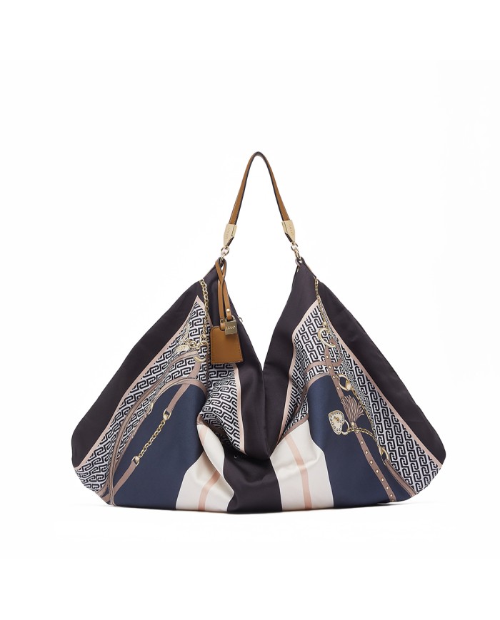LIU-JO BORSA DONNA HOBO BAG FOULARD BLACK AA6194 126