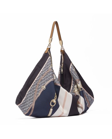 LIU-JO BORSA DONNA HOBO BAG FOULARD BLACK AA6194 126