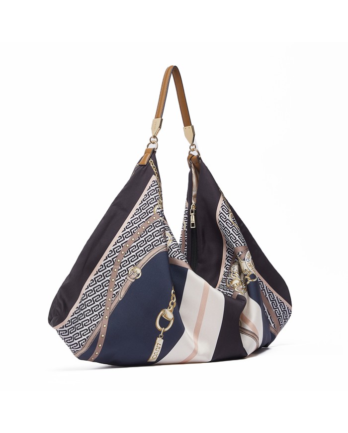 LIU-JO BORSA DONNA HOBO BAG FOULARD BLACK AA6194 126