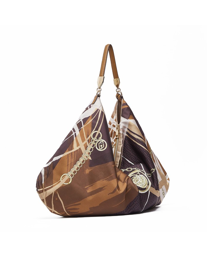 LIU-JO BORSA DONNA HOBO BAG FOULARD SOFT BRUSHED CHOCOLATE AA6194 126