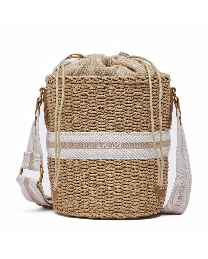 LIU-JO BORSA DONNA BASKET BAG IN PAGLIA CREAM AA6218 126