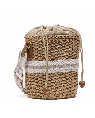 LIU-JO BORSA DONNA BASKET BAG IN PAGLIA CREAM AA6218 126