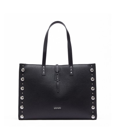 LIU-JO BORSA DONNA TOTE BAG GRANDE CON BORCHIE BLACK AA6223 126