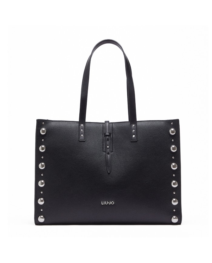 LIU-JO BORSA DONNA TOTE BAG GRANDE CON BORCHIE BLACK AA6223 126