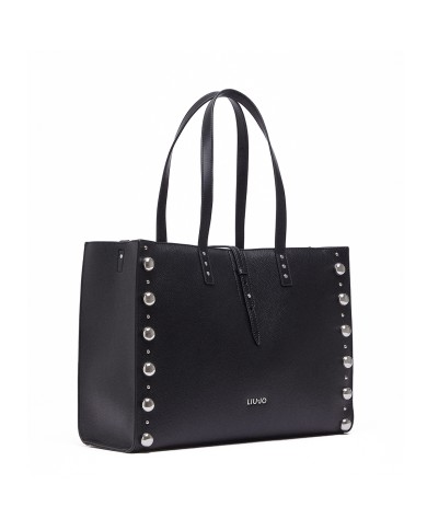 LIU-JO BORSA DONNA TOTE BAG GRANDE CON BORCHIE BLACK AA6223 126