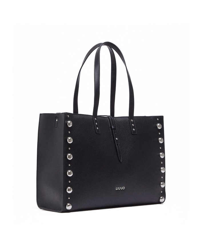 LIU-JO BORSA DONNA TOTE BAG GRANDE CON BORCHIE BLACK AA6223 126