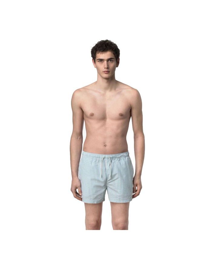 K-WAY BERMUDA UOMO BATHING SUITS HEZEL MULTISTRIPES BEACH WHITE LIGHT BLUE GREEN K2158HW 126