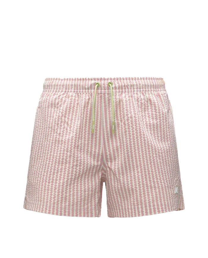 K-WAY BERMUDA UOMO BATHING SUITS HEZEL MULTISTRIPES BEACH WHITE PINK VIOLET GREEN K2158HW 126