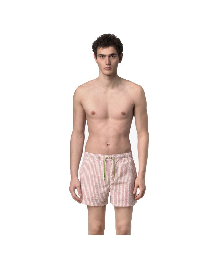 K-WAY BERMUDA UOMO BATHING SUITS HEZEL MULTISTRIPES BEACH WHITE PINK VIOLET GREEN K2158HW 126
