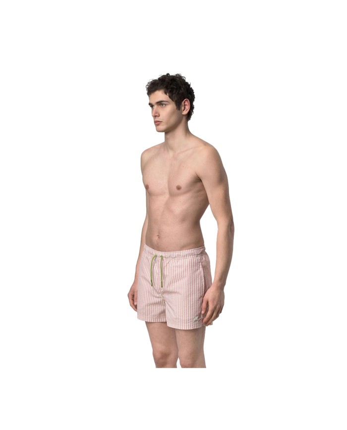 K-WAY BERMUDA UOMO BATHING SUITS HEZEL MULTISTRIPES BEACH WHITE PINK VIOLET GREEN K2158HW 126